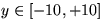 $y\in [-10,+10]$