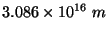 $3.086\times 10^{16}\ m$